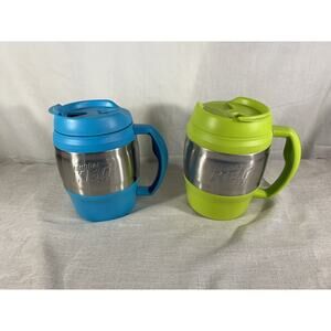 Two BUBBA KEG 52oz Ounce Insulated Travel Mugs Stainless With Handle Flip Top